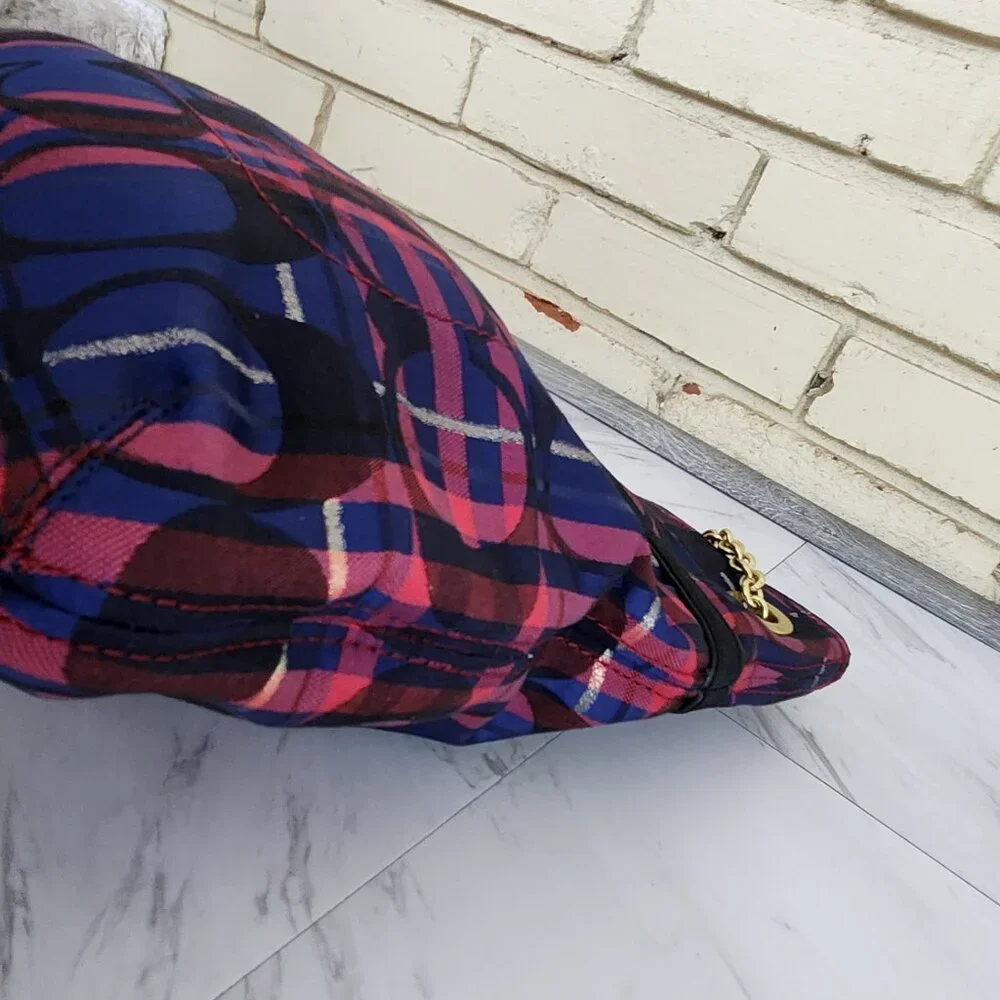 New Rare Coach Poppy Tartan Signature C's Plaid Shoulder Bag